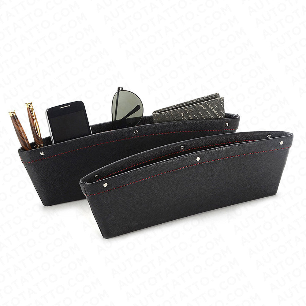 2x Leather Catch Caddy Car Seat Console Gap Filler Side Organizer Pocket Storage