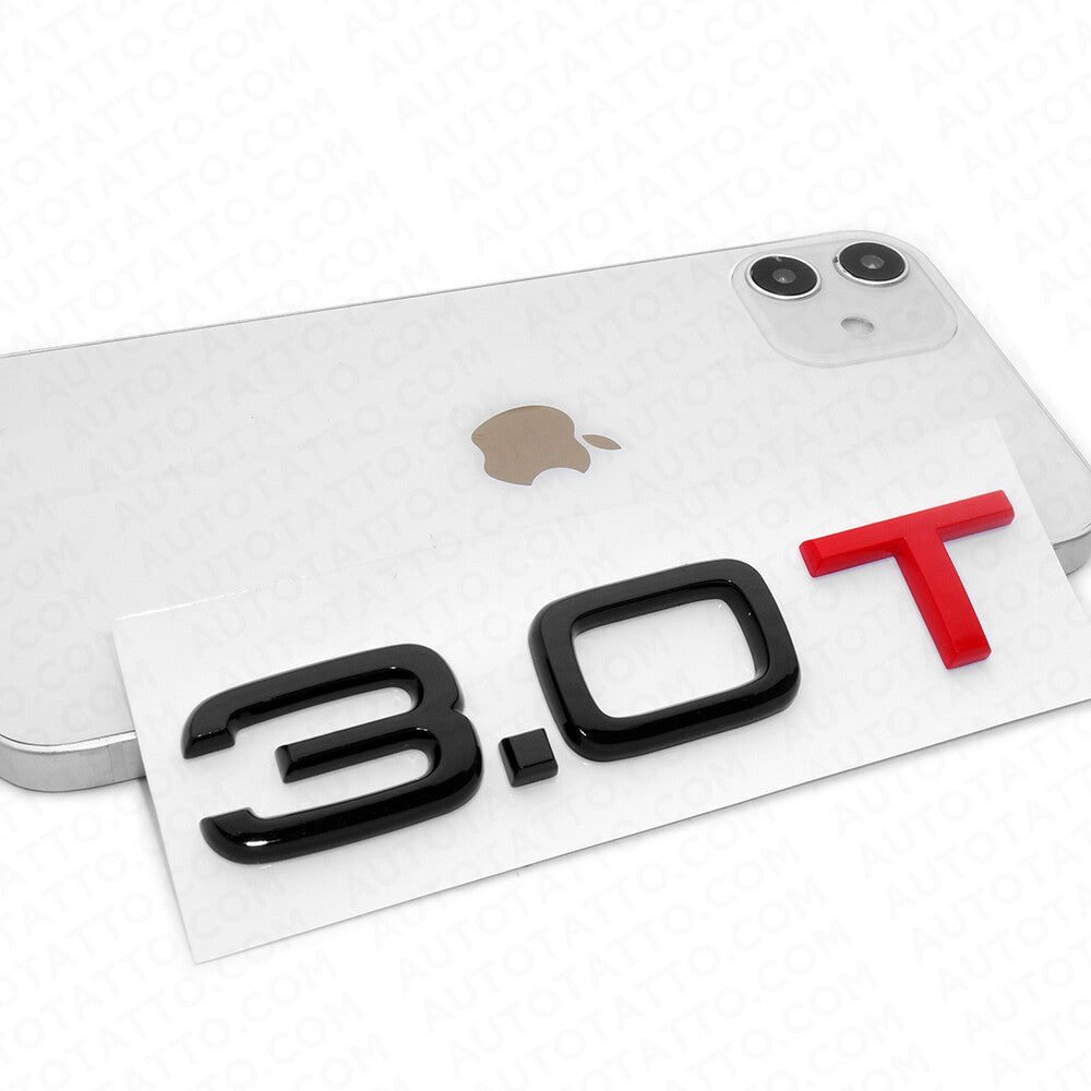 Audi Car Rear Trunk Deck Lid 3.0T Turbo Nameplate Emblem Logo Badge Black Red