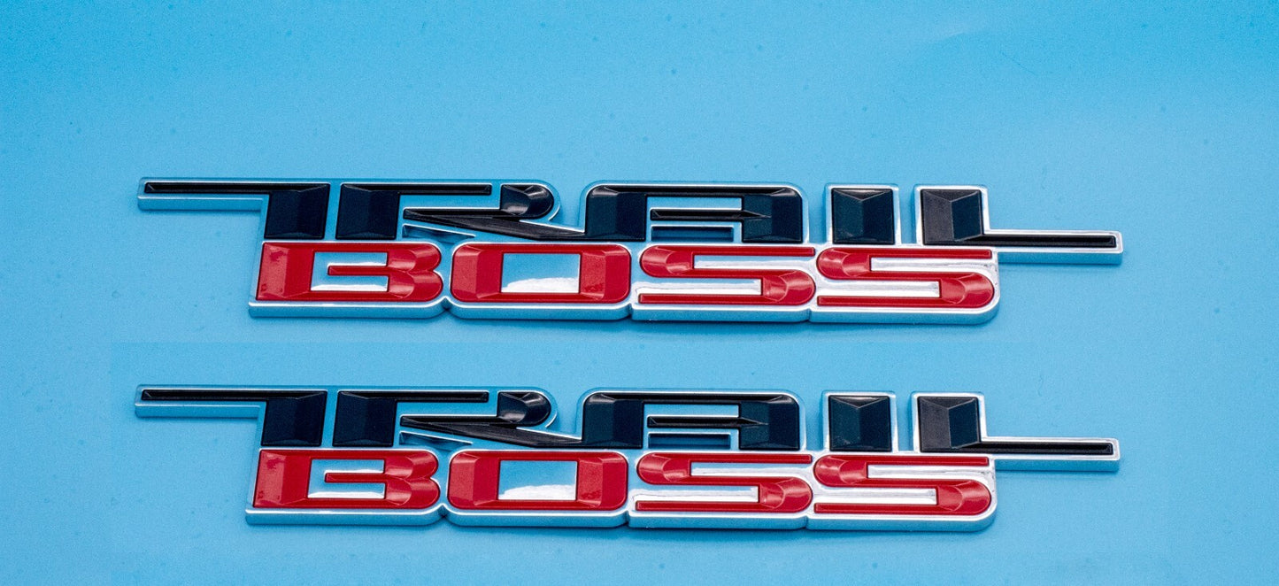 2 x Black Red 2000-2024 Silverado Z71 Trailboss Emblem Badge Nameplate
