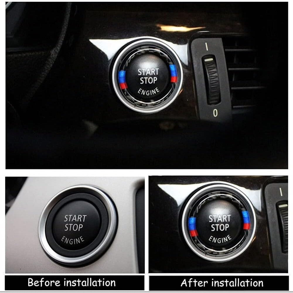 BMW E90 E92 E93 Engine Switch Start Stop Button M\\\ Carbon Fiber Sticker Badge