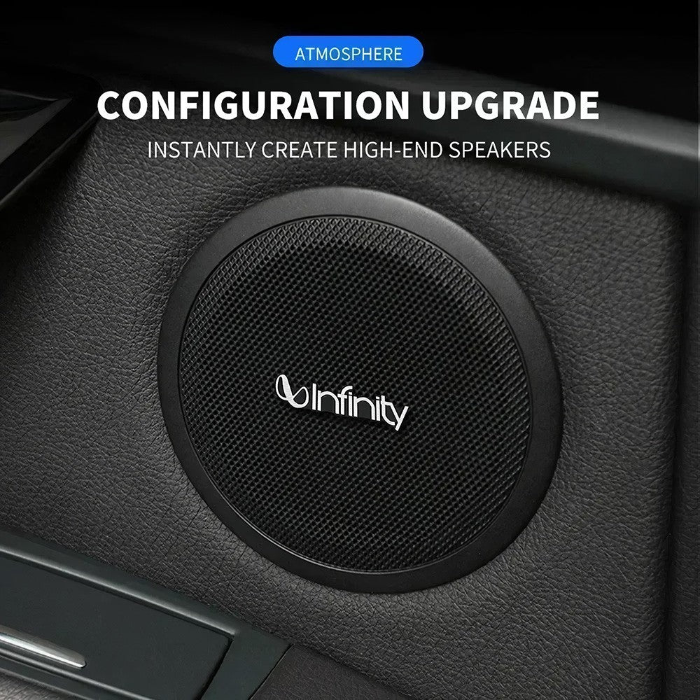 4pcs Infinity Car Hi-Fi Speaker Audio Badge Stereo Emblem Sticker Decal Logo