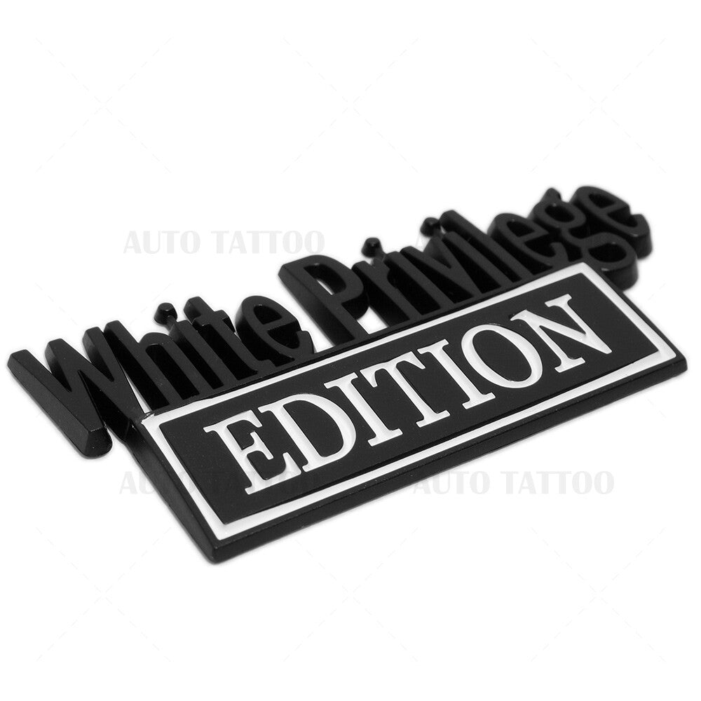 2Pcs WHITE PRIVILEGE Edition 3D Car Truck Emblem Badge Sticker Decal Decorate