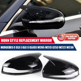 Gloss Black Mercedes W205 W213 X253 W222 C E S GLC Horn Mirror Cover Replace