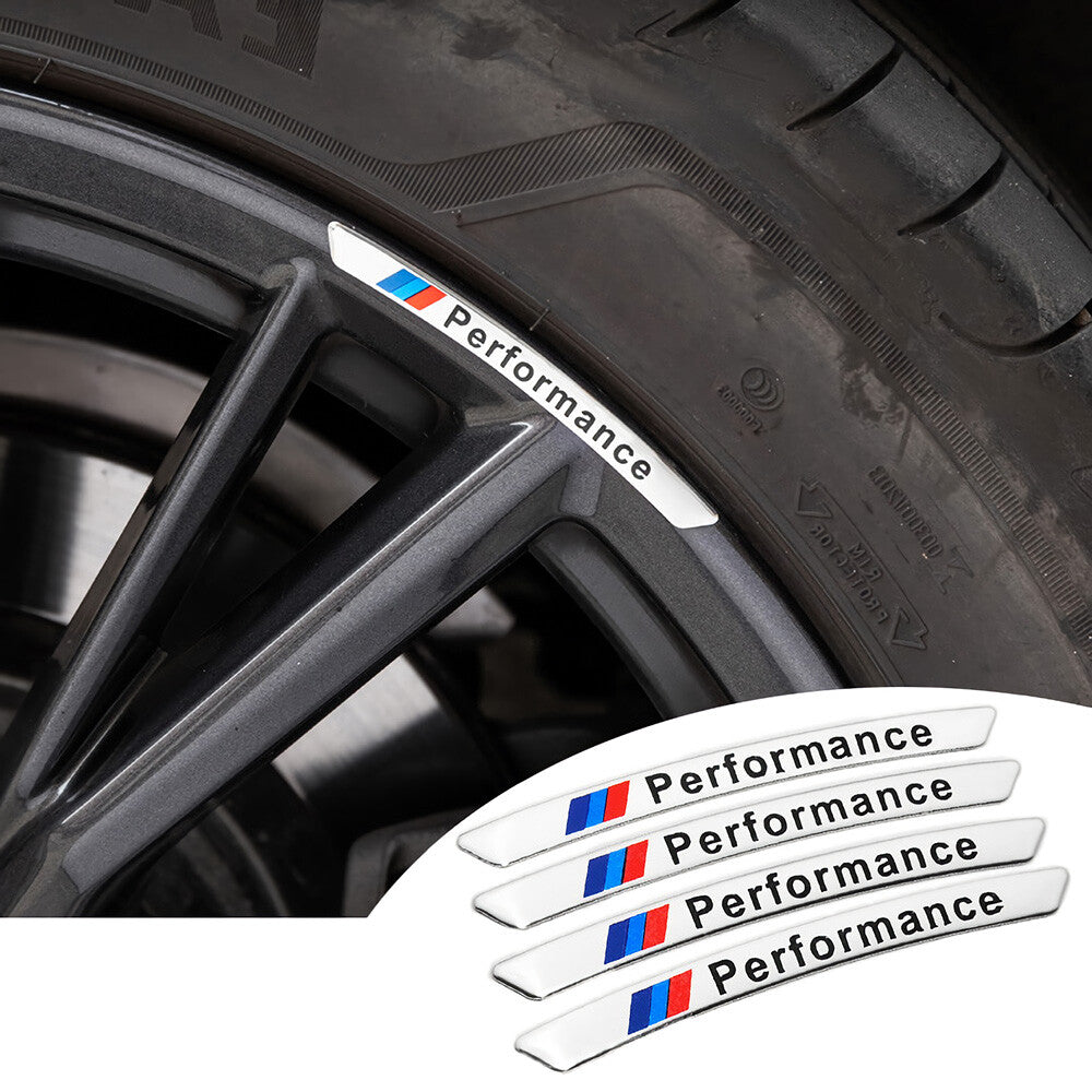 4x For BMW Performance Wheels Aluminum Sticker Badge Logo Emblem M Power Sport