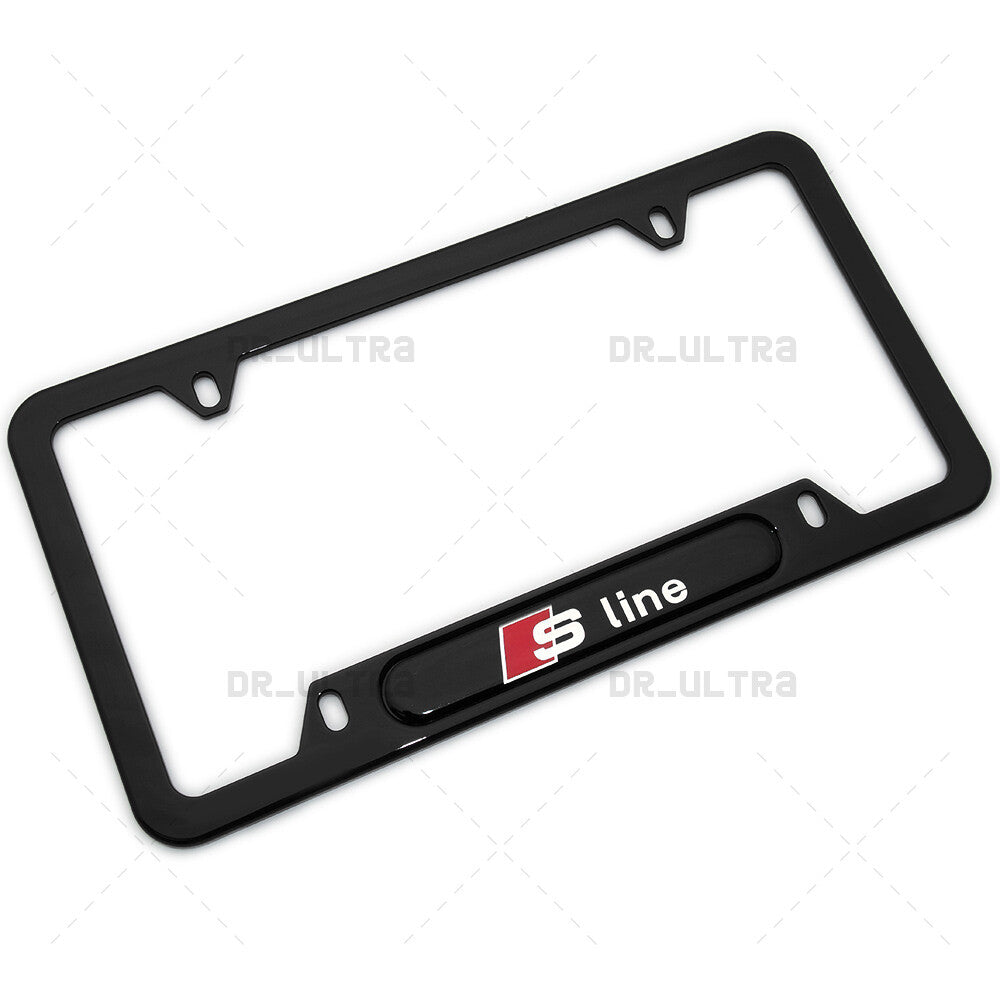 Gloss Black Front or Rear Audi S LIne Logo Emblem License Plate Frame Cover Gift