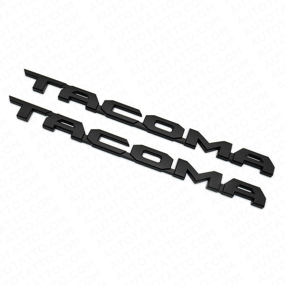 2x 15-21 Black Tacoma Letter Front Door Nameplate Emblem Badge Logo Tailgate