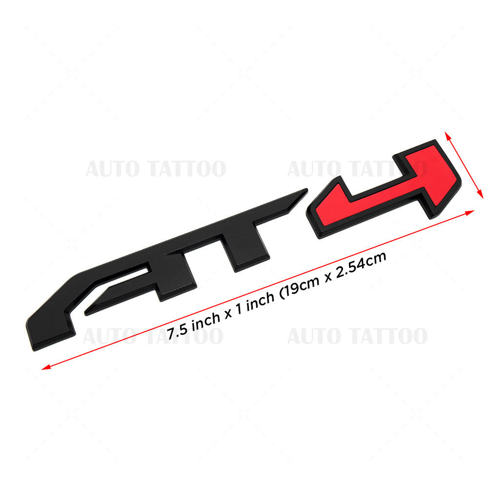 GMC Canyon Sierra AT4 Rear Tailgate Badge Logo Emblem Nameplate Matte Black Red