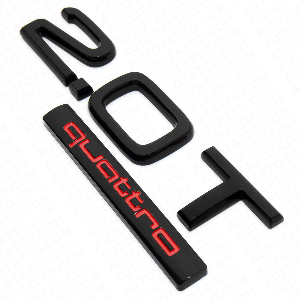 04-22 Audi Rear Trunk Lid 2.0T Quattro Nameplate Emblem Logo Badge Black Red