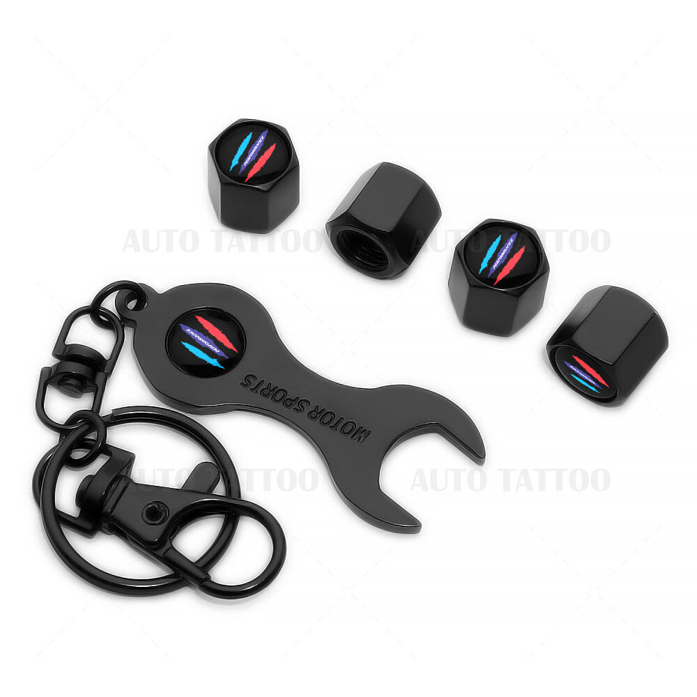 4x Hex Performance Claw Car Tire Wheels Air Stem Dust Valve Cap Cover + Keychain