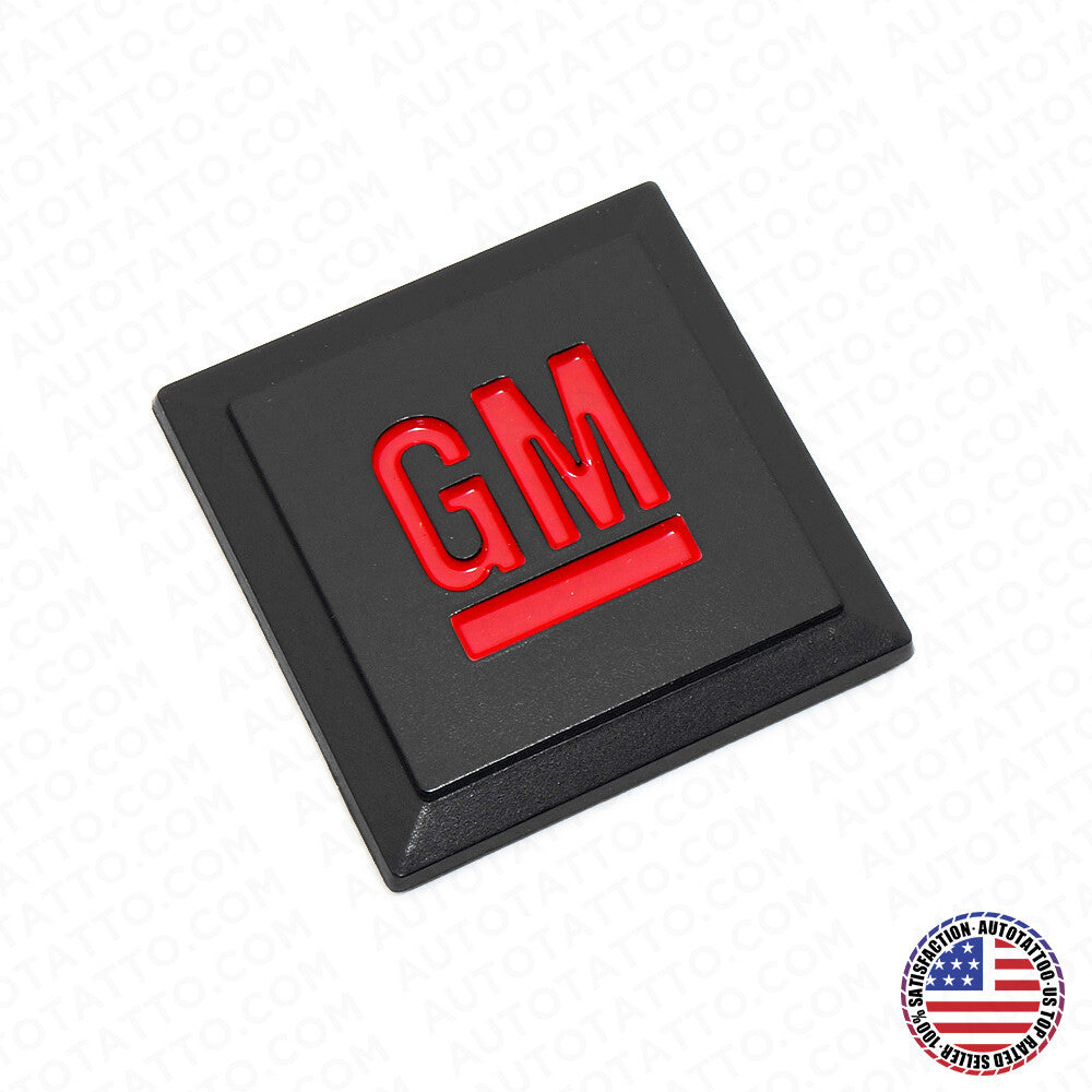 GM Logo Mark of Excellence 1.25" Fender Door Nameplate Emblem Badge Black Red