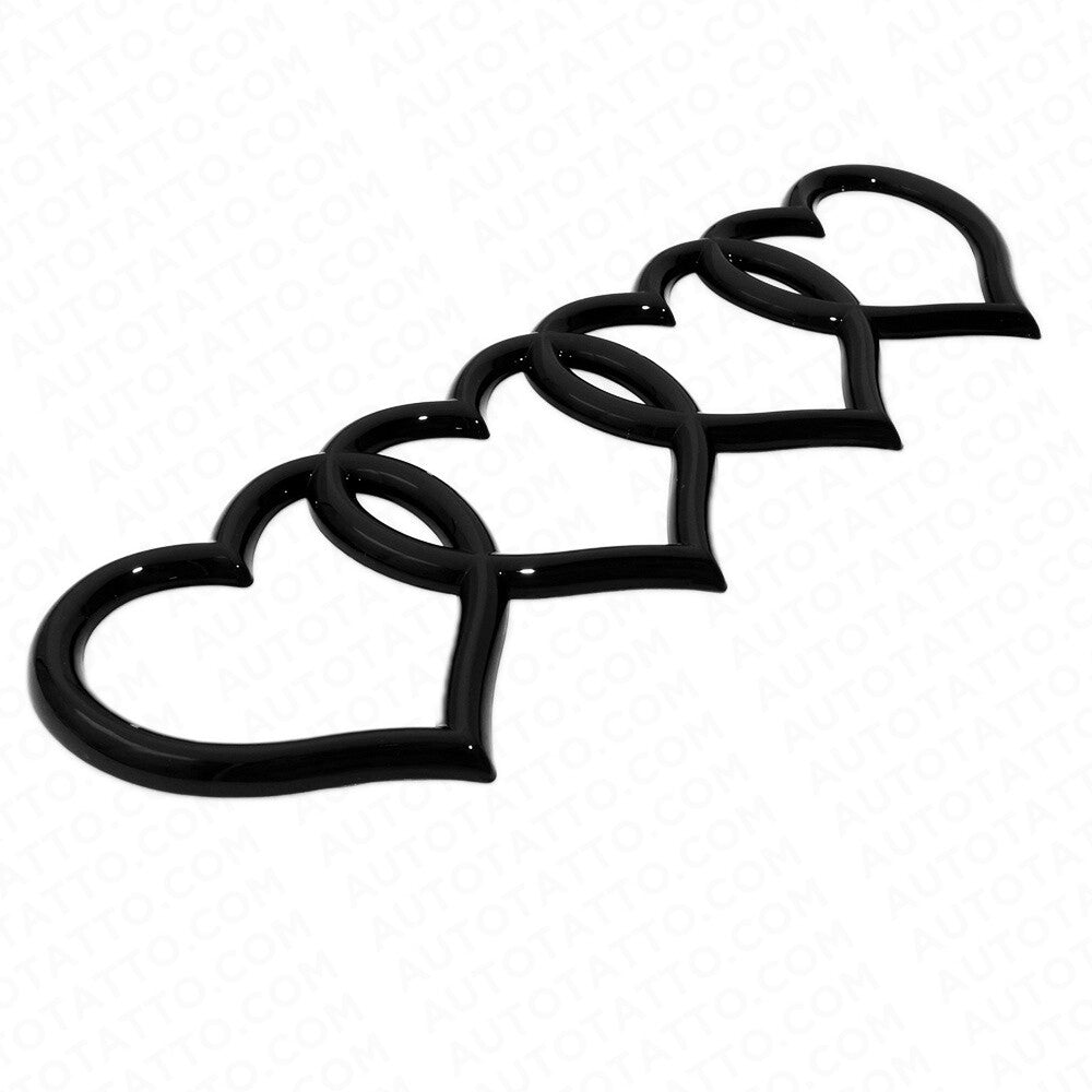 Audi Sport Car Trunk Lid Love Heart Rings Badge Logo Emblem Decor Gloss Black
