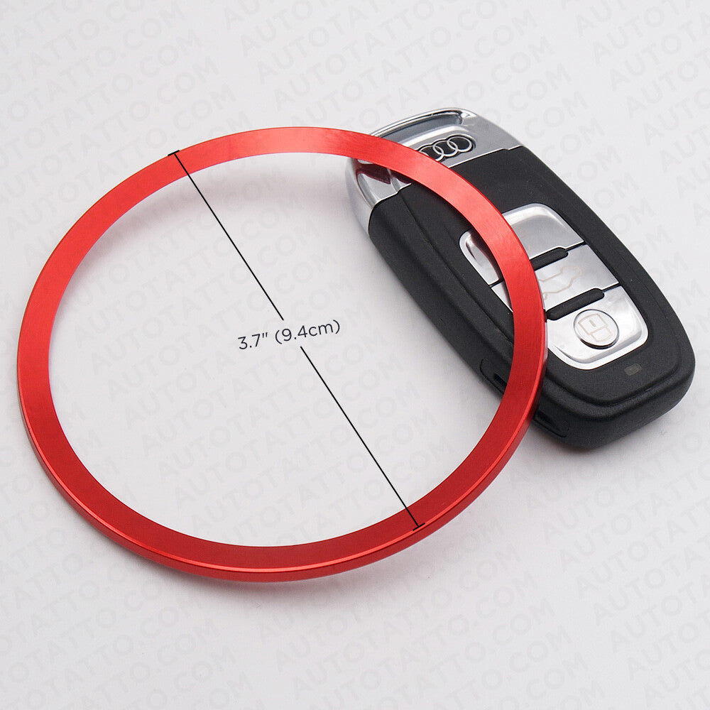 Audi Aluminum Steering Wheel Ring Logo Badge Sticker Emblem Decoration - Red