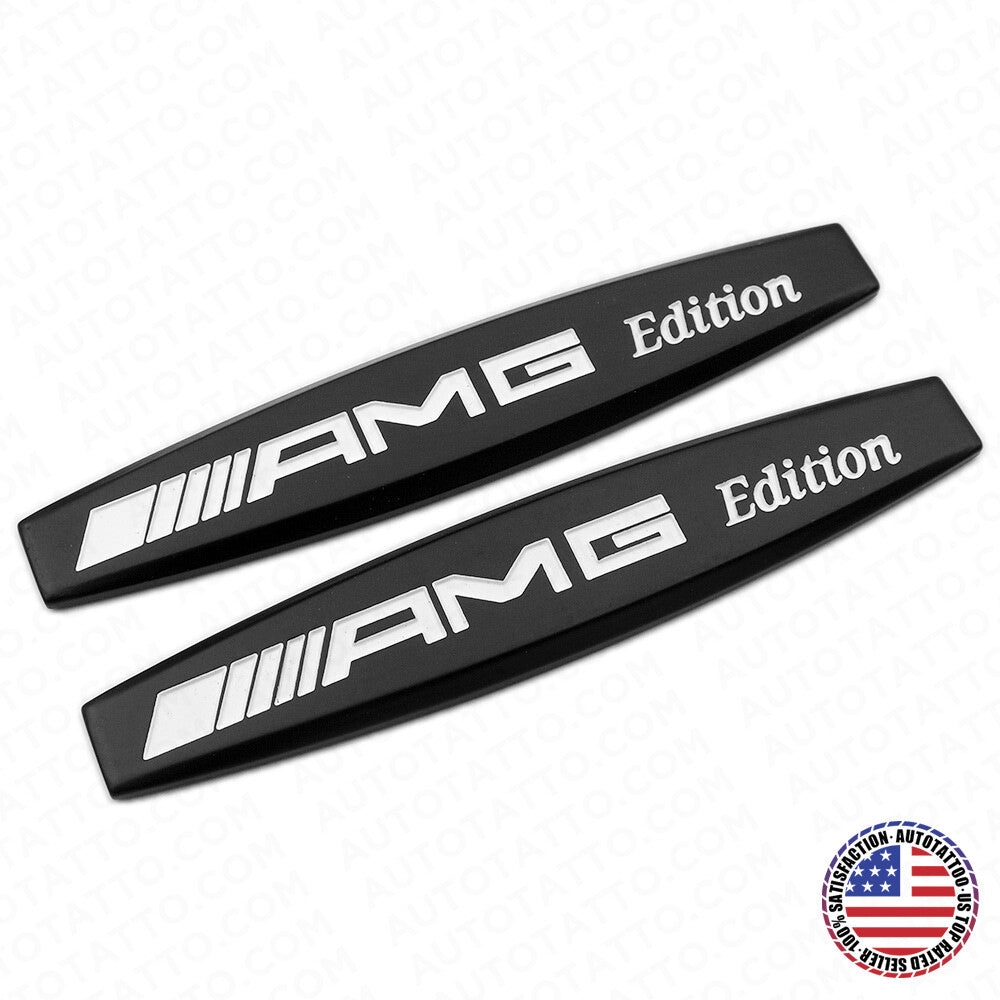 2pcs AMG Edition Fender Marker 3D Sticker Badge Emblem Decorate Limited Black
