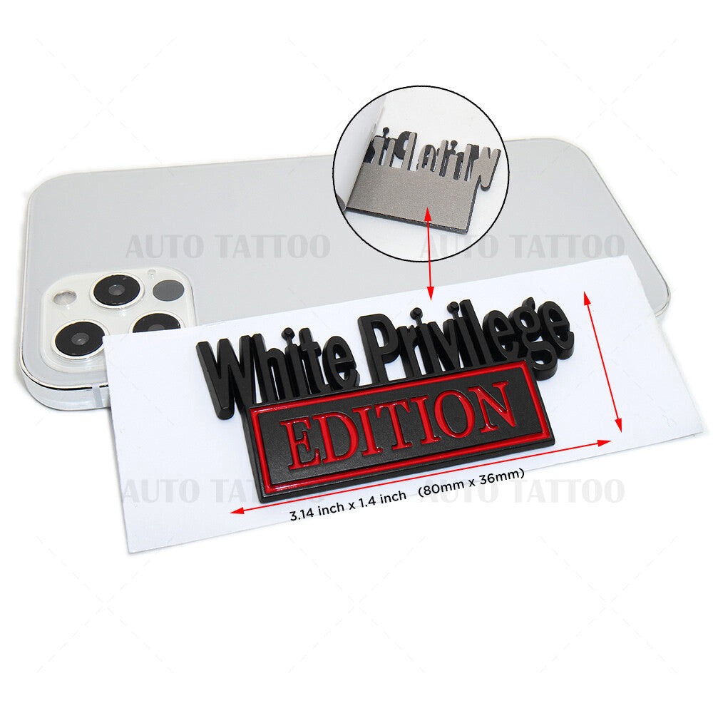2Pcs WHITE PRIVILEGE Edition 3D Car Truck Emblem Badge Sticker Decal Decorate