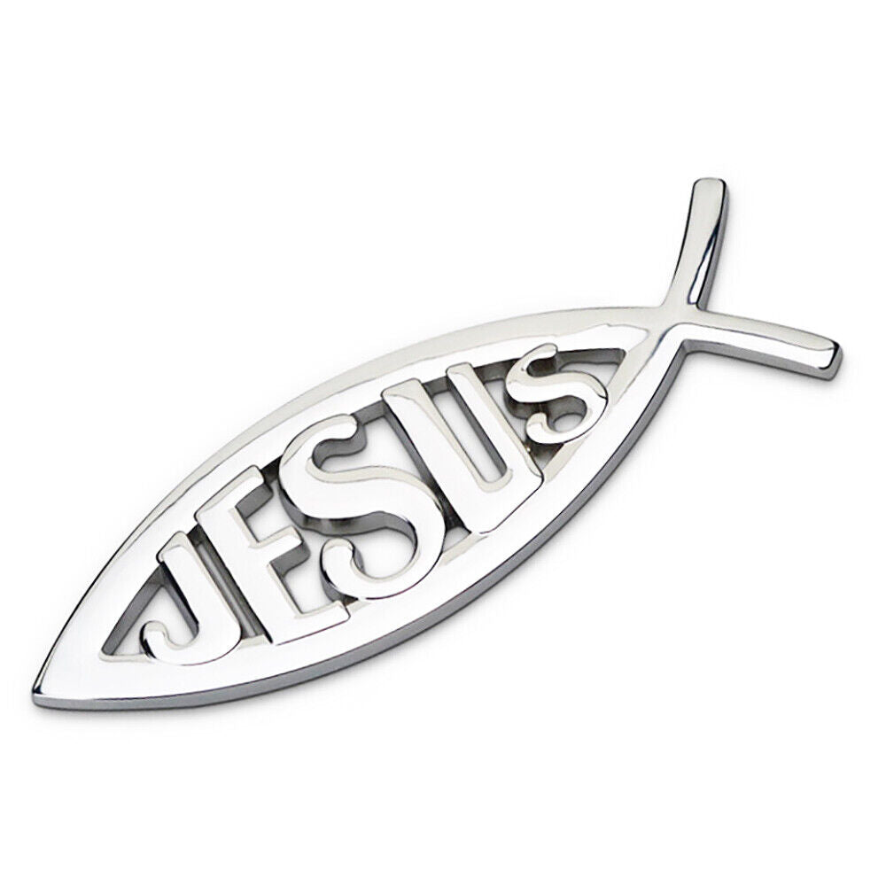 Universal 3D Fashion Metal Jesue Fish Cross Car Decal Sticker Decoration