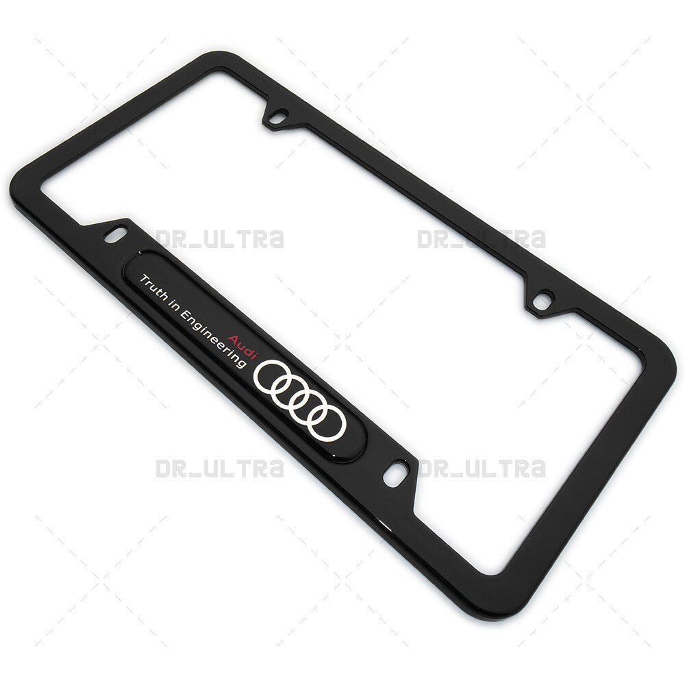 Gloss Black Front or Rear Audi Ring Logo Emblem License Plate Frame Cover Gift