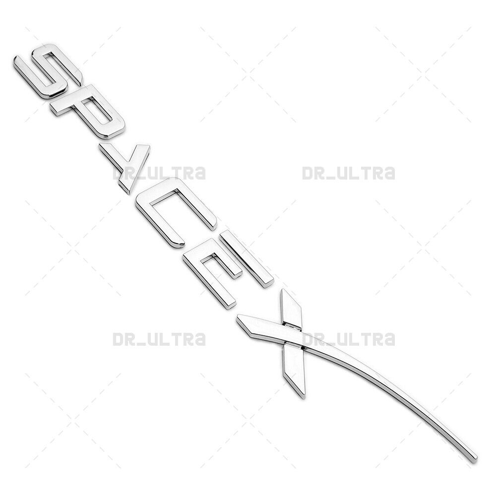 Tesla Rear SpaceX 3D Decal Letter Nameplate Logo Badge Emblem Sport OEM Chrome