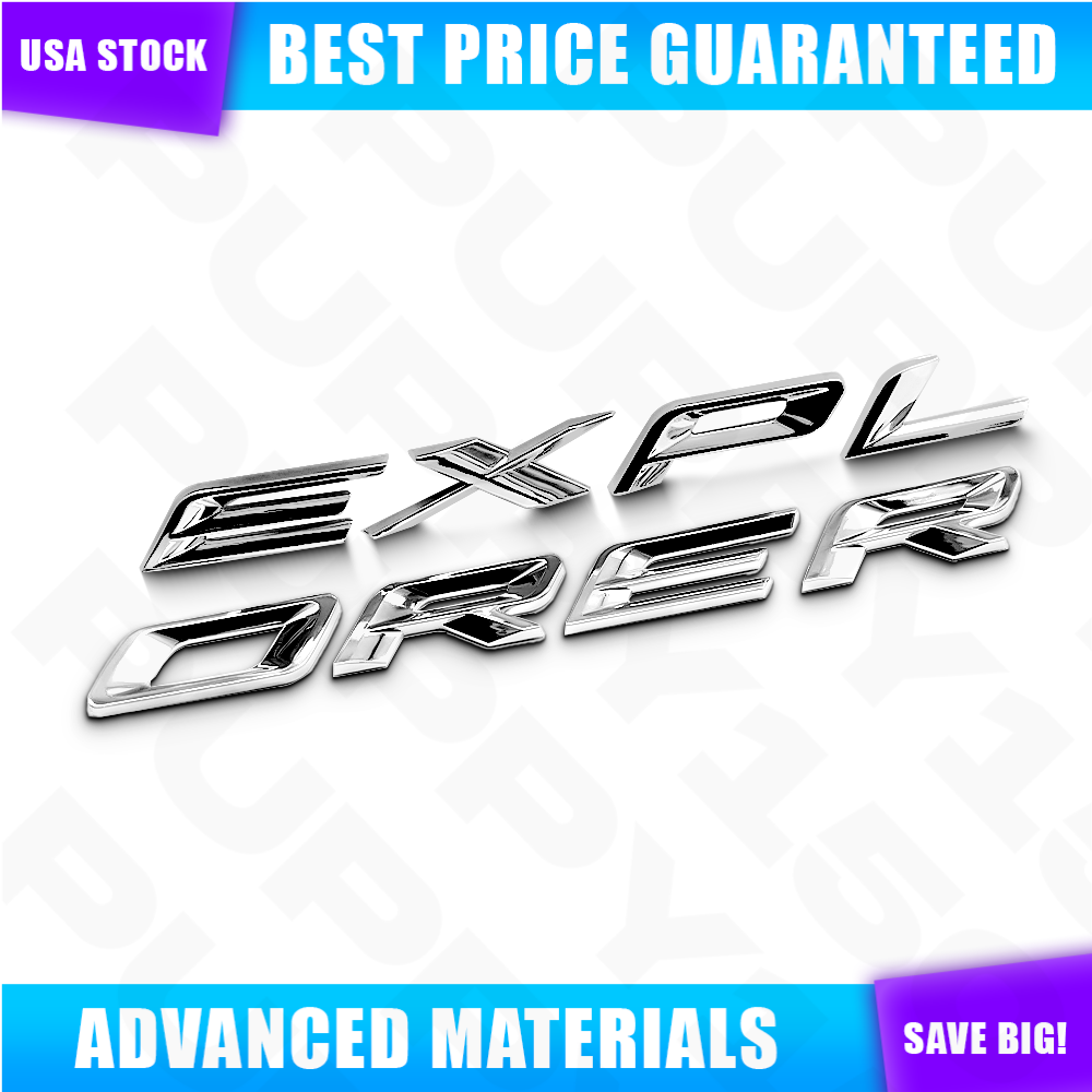 3D Silver Front Hood Emblem For Explorer 2011-2025 Letter Upper Nameplate Badges