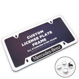 Chrome Stainless Front Rear For Mercedes-Benz Car License Plate Frame Cover Gift