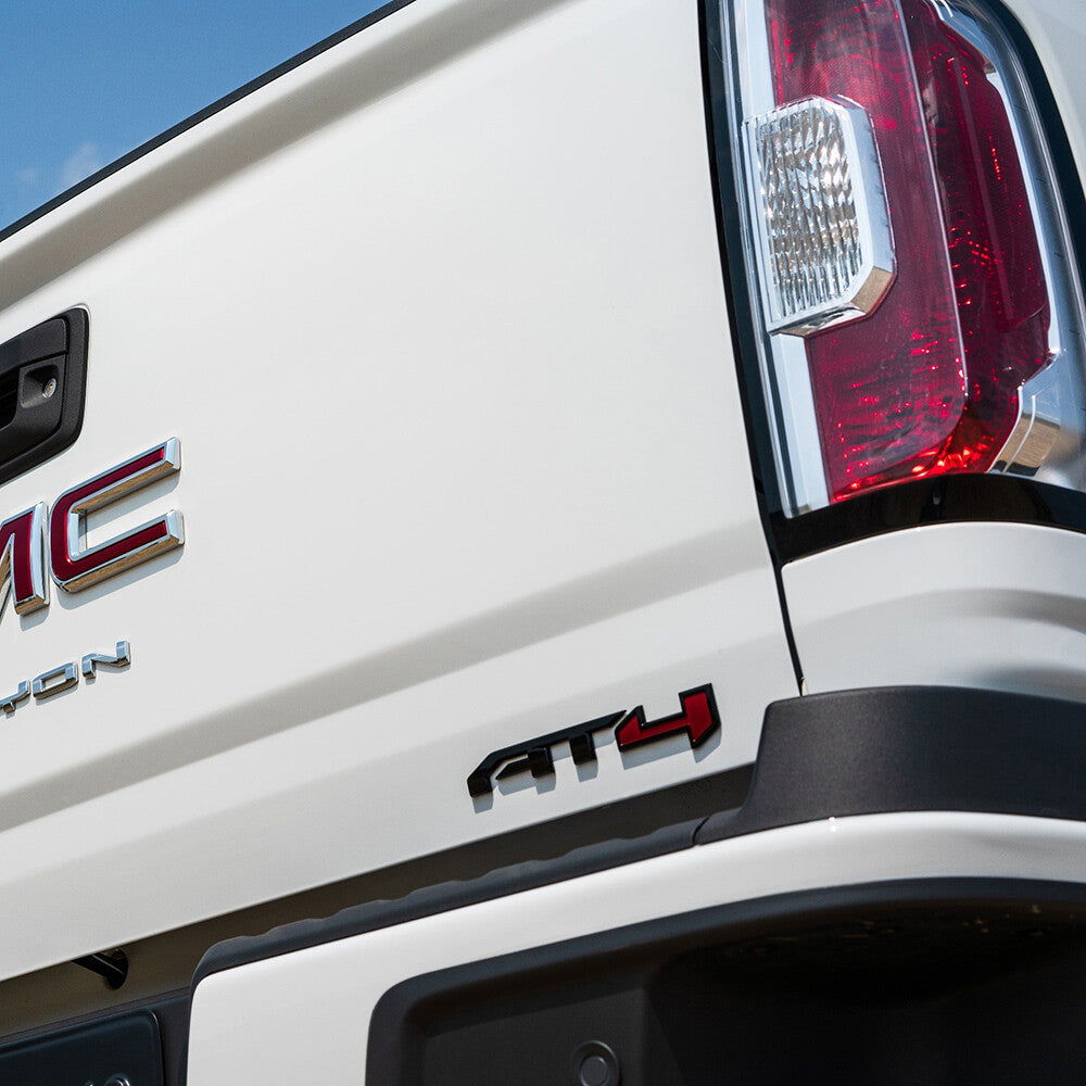 GMC Canyon Sierra AT4 Rear Tailgate Badge Logo Emblem Nameplate Gloss Black Red