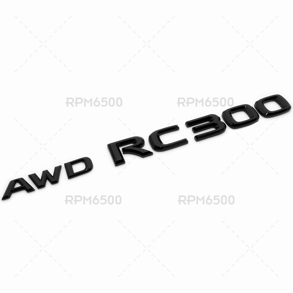 Lexus Trunk AWD RC 300 Gloss Black Letter Logo Badge Emblem Car Replace F-Sport