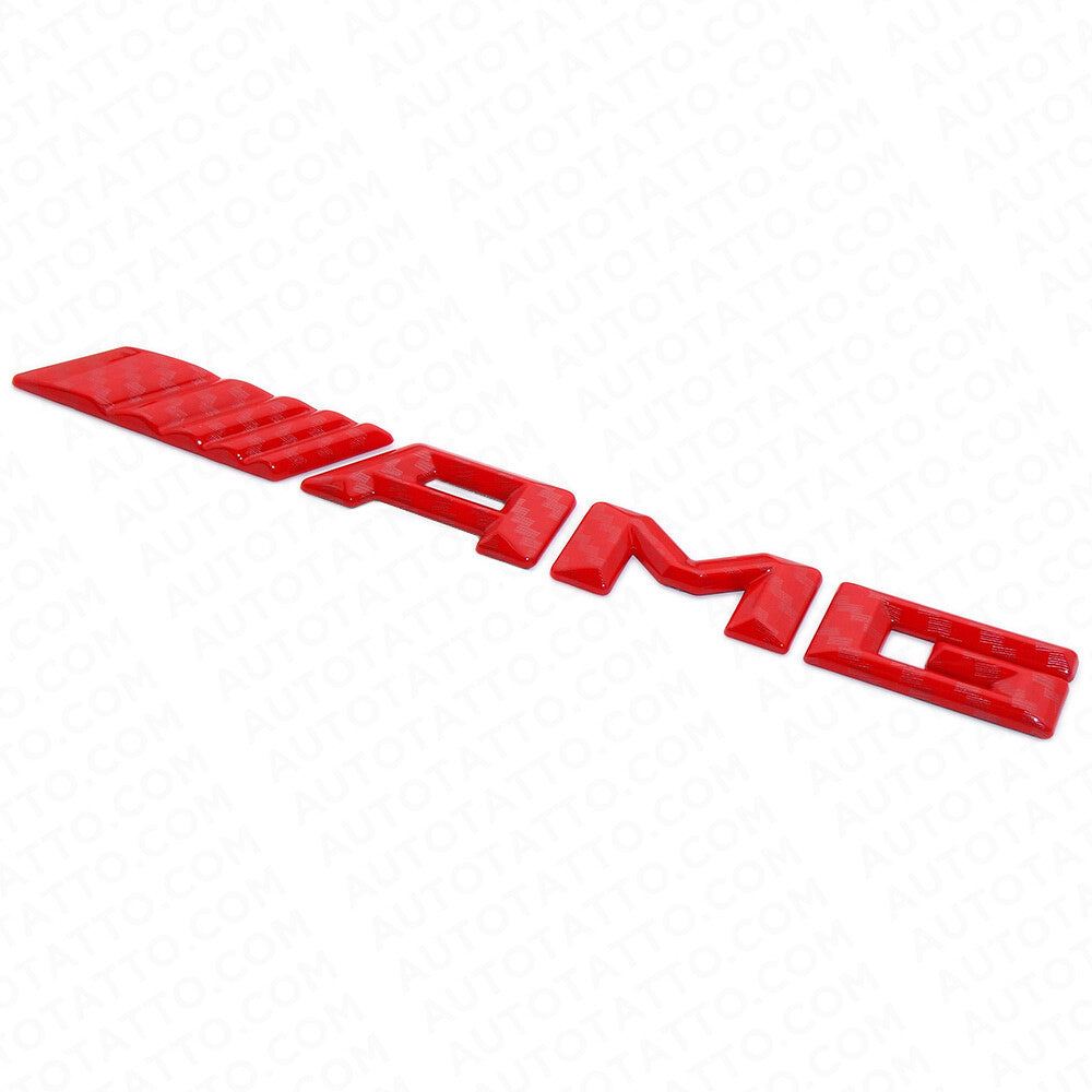 Red Carbon Fiber Style AMG Sport Car Emblem 3D Trunk Lid Logo Badge Decoration