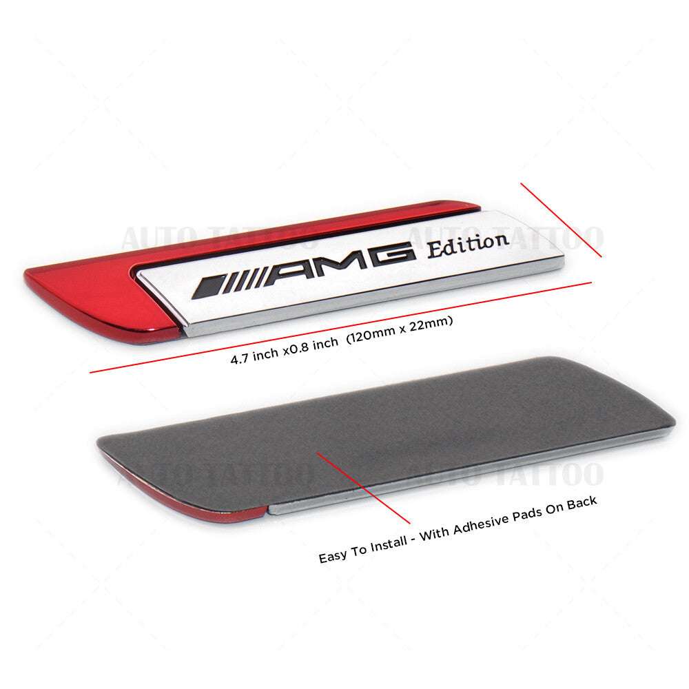 Universal Fender Marker Car AMG Edition Red Logo Badge Emblem Sport Decoration