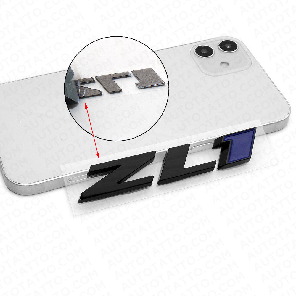 3x Camaro Hood & Rear Bumper ZL1 Nameplate Logo Sport Emblem Decorate Black Blue