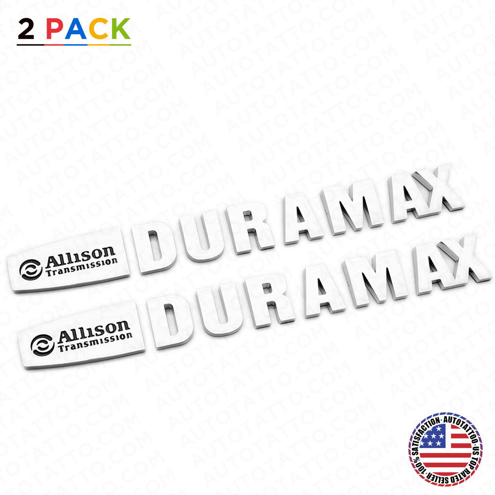 2x OEM Chrome Allison Transmission Duramax Hood Logo Emblem Badge Truck Sport