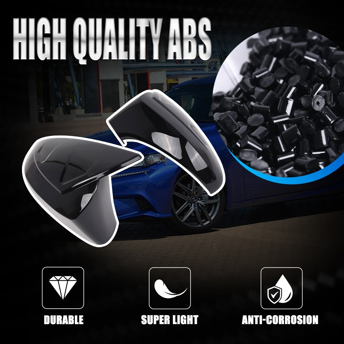 Gloss Black M Horn Side Mirror Cover Caps For Lexus IS200t IS300 IS350 2013-2020