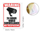 4pack Home 24 Hour Video Surveillance Security Camera Sticker Warning Decal Sign