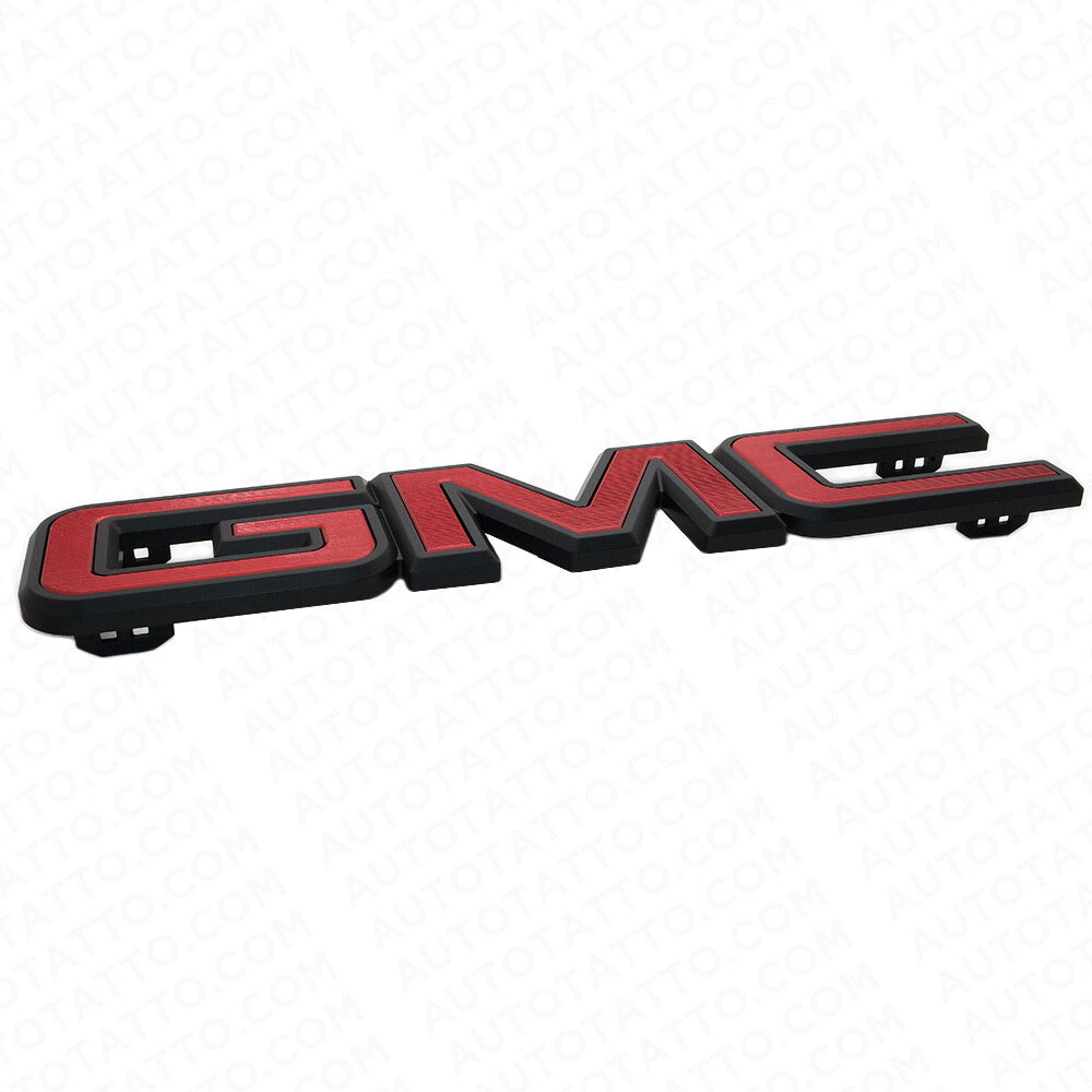 14-19 GMC Sierra Front Grille & Tailgate Letter Replace Logo Emblem Black & Red