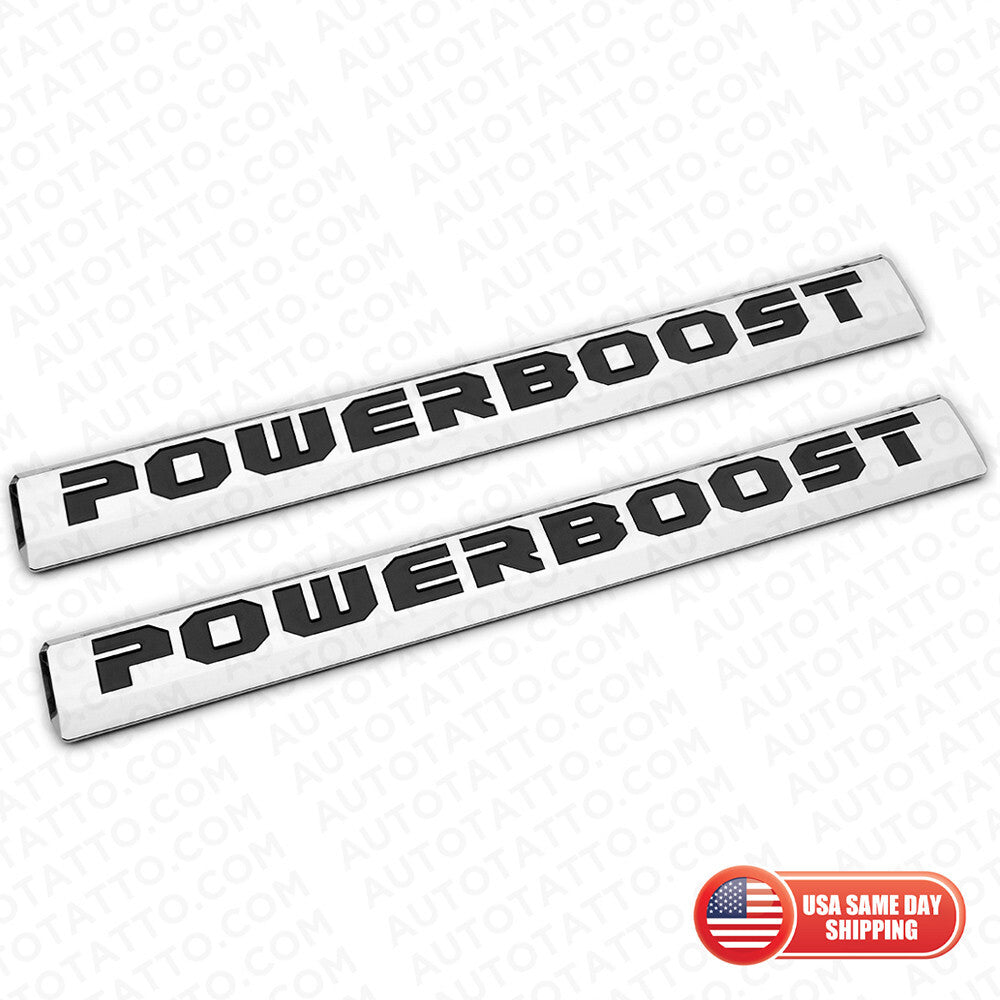2x POWERBOOST Latter Emblem Left Door Chrome 10x1 inches 2019-2023 F-150