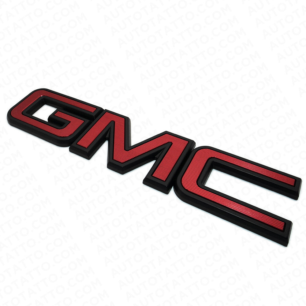 14-19 GMC Sierra Canyon Tailgate Letter Logo Emblem Adhesive Nameplate Black Red