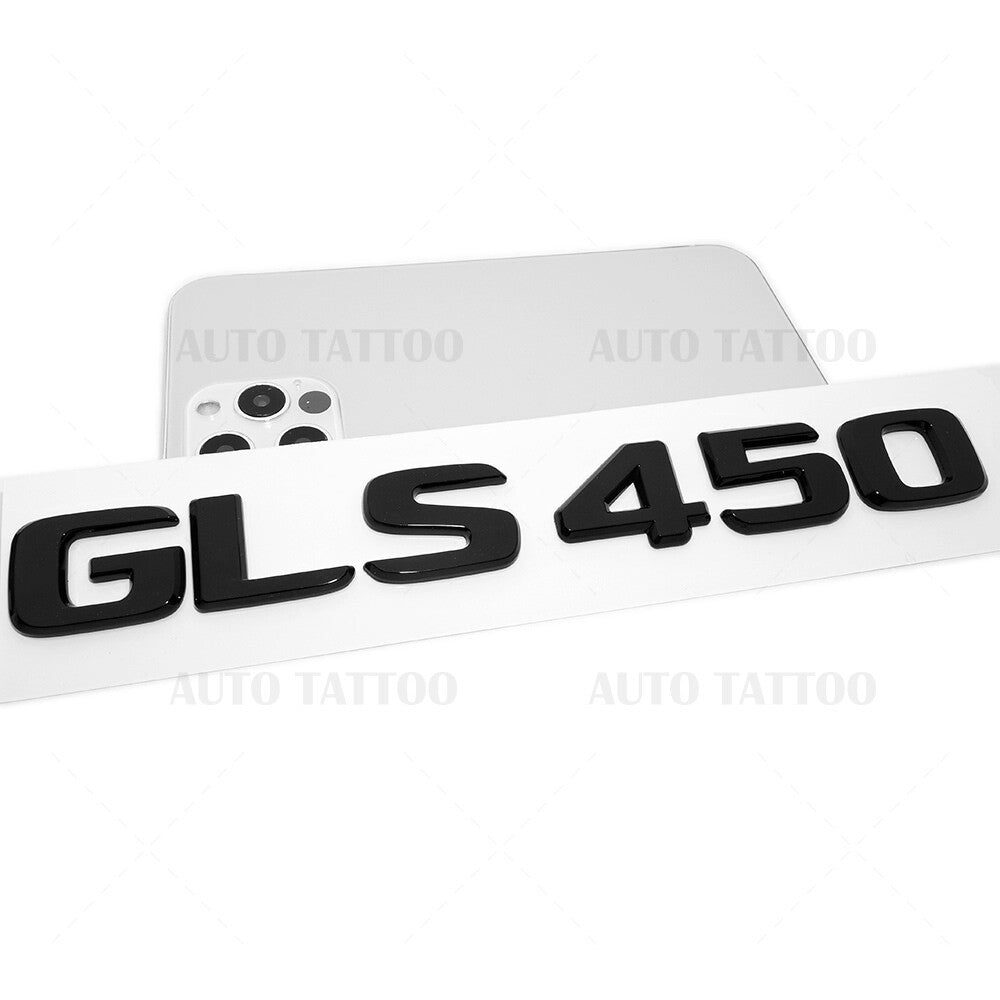 17-19 Mercedes GLS 450 Letter Emblem Liftgate Logo Badge AMG Sport Gloss Black