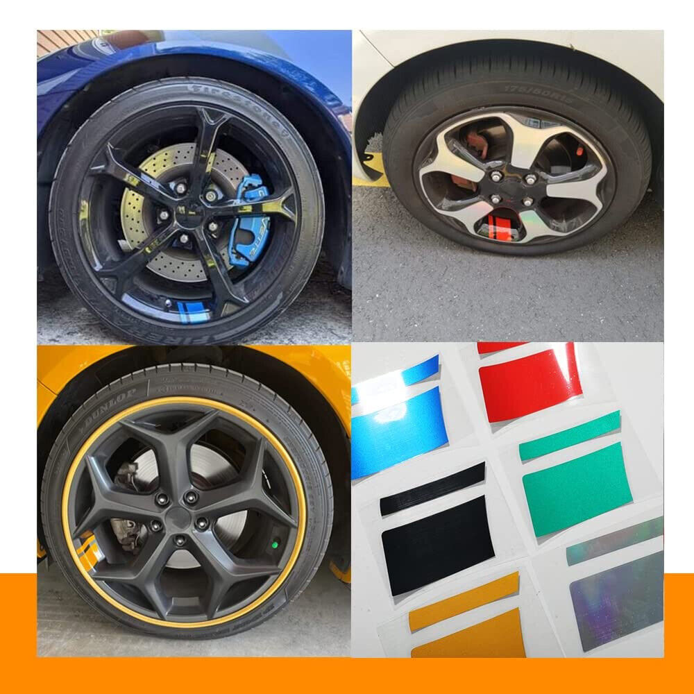 6x Car Wheels Tire Rim Vinyl Decal Racing Stripes Sport Decorate Sticker Rainbow