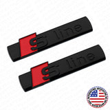 2x Gloss Black Audi S-LINE Side Fender Marker Logo Emblem Decal Badge Decoration