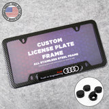 For Audi Front or Rear Carbon Fiber Texture License Plate Frame Cover Sport Gift
