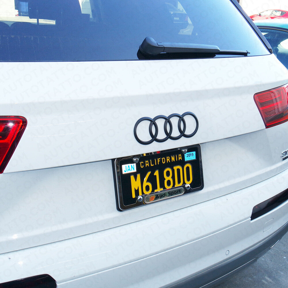 17-19 AUDI Q7 Matte Black Rear Trunk Liftgate Rings Badge Logo Emblem Decorate