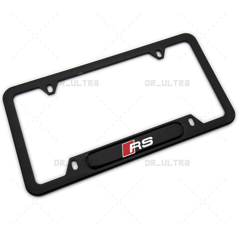 Gloss Black Front or Rear RS Sport Logo Emblem License Plate Frame Cover Gift