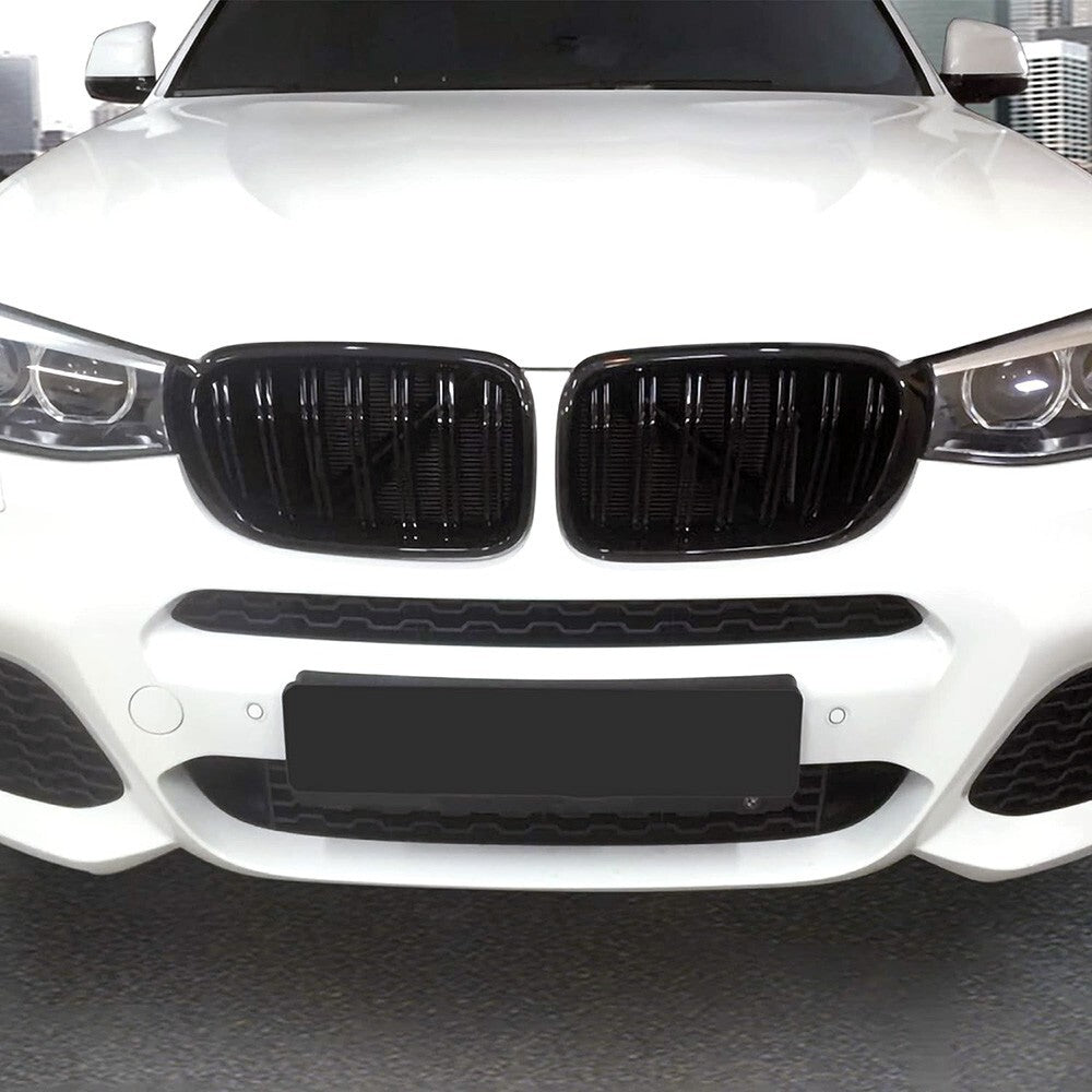 BMW 15-17 X3 F25 LCI, 15-18 X4 F26 LCI Front Bumper Gloss Black Kidney Grille