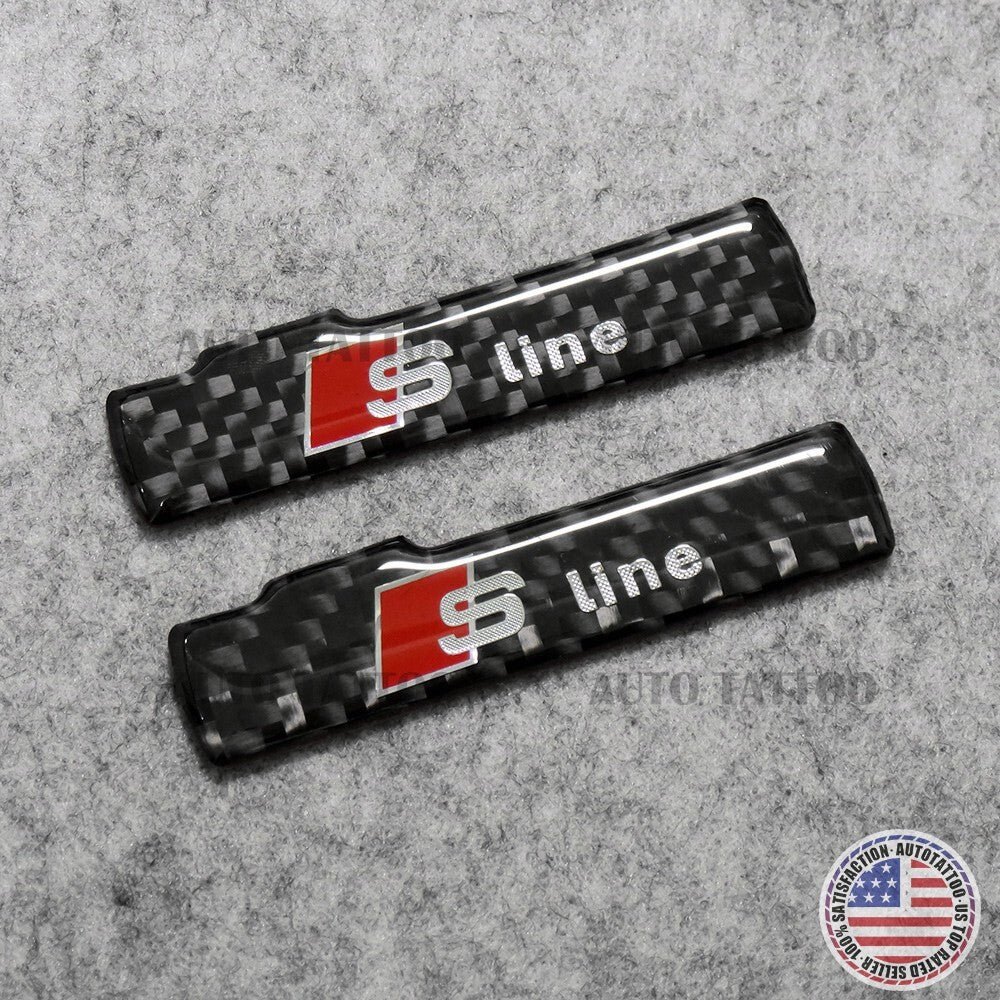 2pcs SLINE Sport Fender Marker Logo Emblem Decal Badge Decorate Carbon Fiber