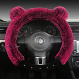 Universal Soft Warm Ears Faux Rabbit Fur Car Steering Wheel Cover for Decoration