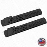 2x Audi Sport RS Edition Fender Marker Nameplate Emblem 3D Decal Badge Blackout