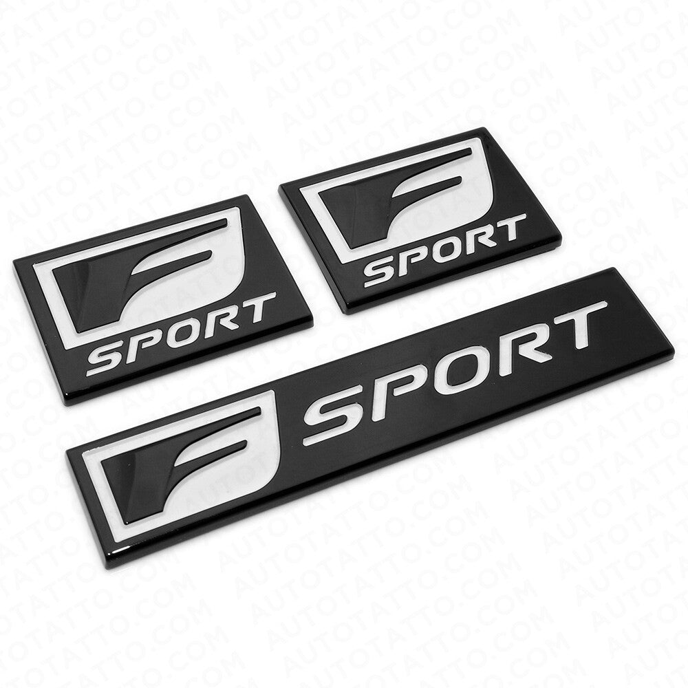 3x F-Sport Black Logo ABS Badge Side Fender Marker Trunk Lid Nameplate Emblem