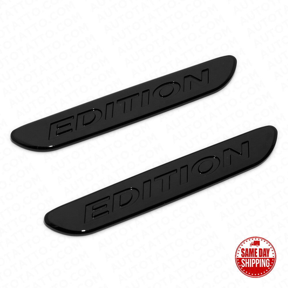 2x 3D Edition Fender Marker Car AMG Logo Badge Emblem Sport Decoration Black