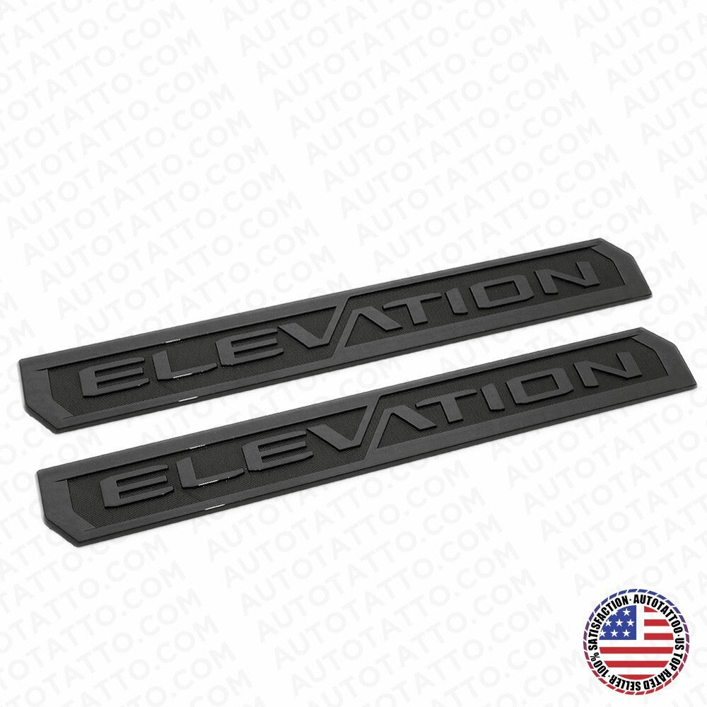 2x 19-23 GMC Sierra Elevation Front Door Left Right Nameplate Emblem Gloss Black