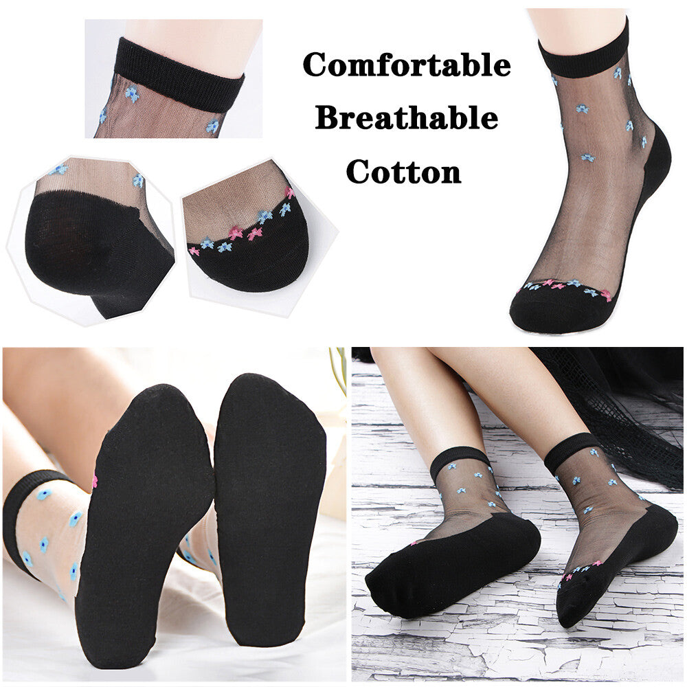 2 Pairs of Sexy Cute Little Floral Lace Cotton Breathable Soft Short Ankle Socks