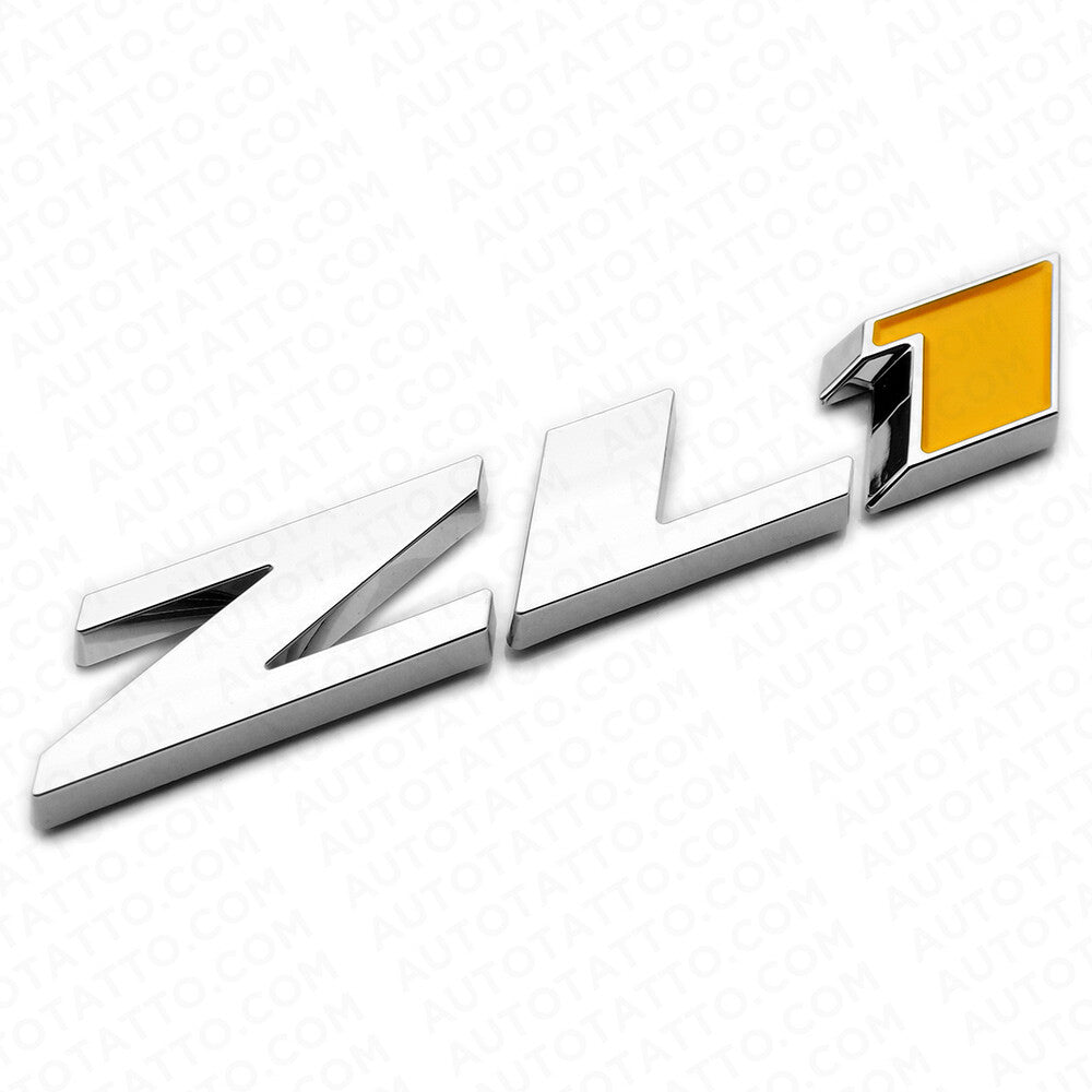 3pcs Camaro Hood & Rear Bumper ZL1 Nameplate Logo Emblem Decorate Chrome Yellow