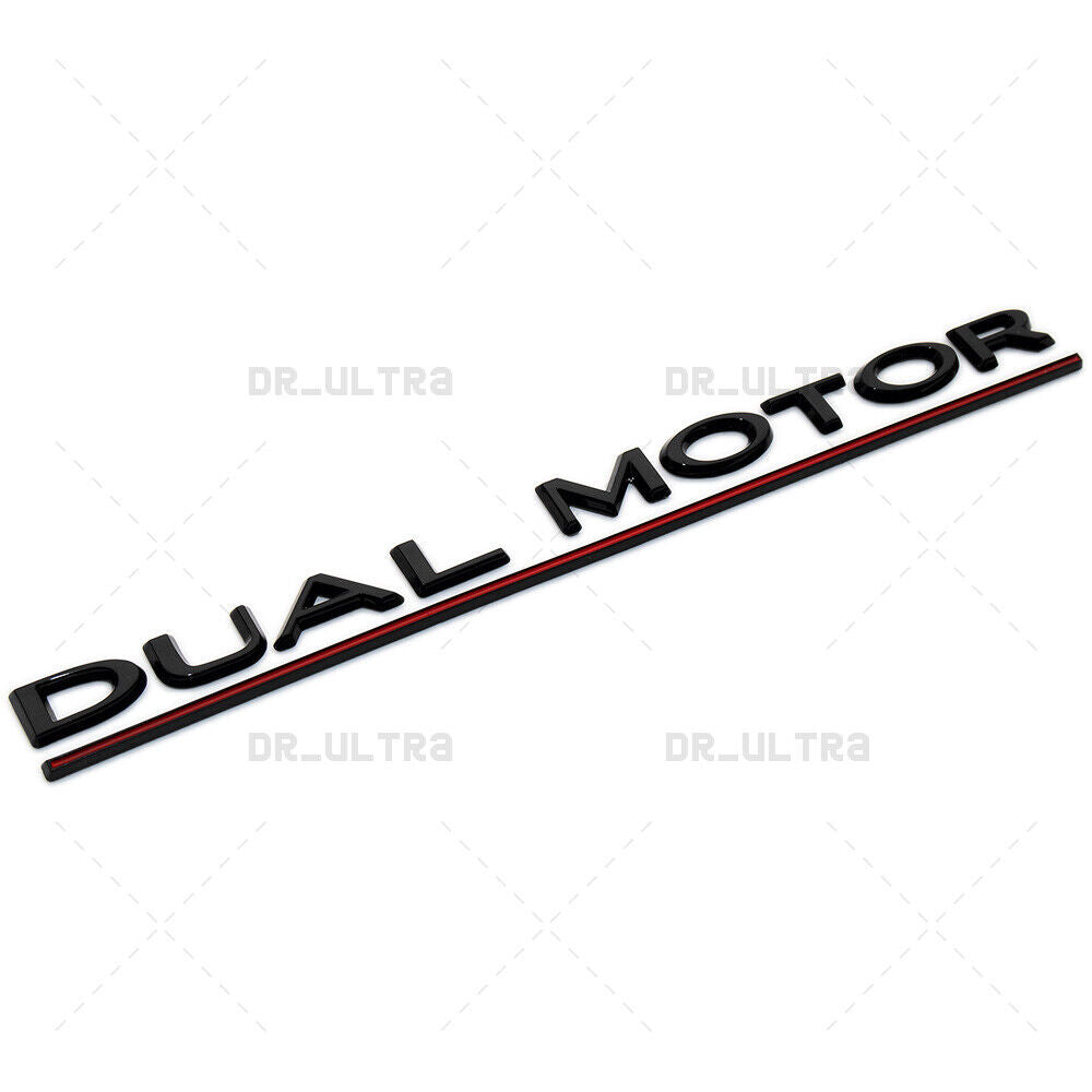 Tesla Liftgate Lid Dual Motor Performance Nameplate Badge Emblem Gloss Black Red